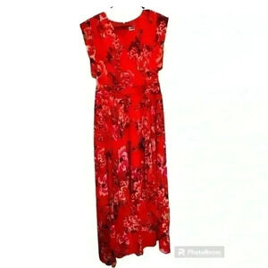 Beautiful Short/Long Cap Sleeve Dress by Eliza J, Size 4 Orange Floral